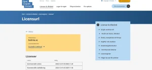 Skärmbild från Spelinspektionens licensregister för betinia.se med Scandix Limited som licensinnehavare